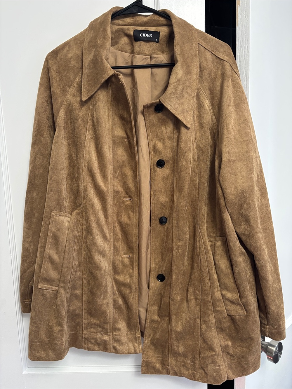 Cider Women's Light Brown Faux Suede Button Jacket